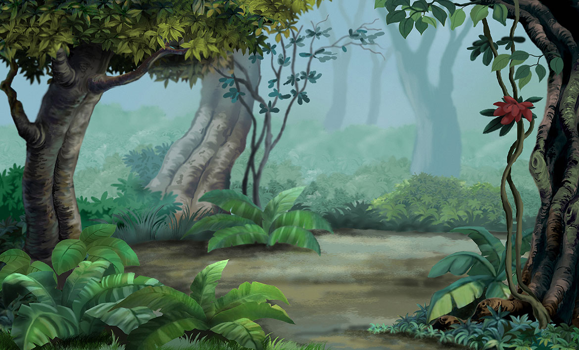 卡通手繪森林背景